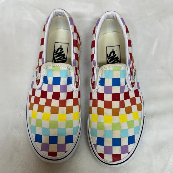 Vans Multicolor Checkered Slip-On Sneakers women’s 7.0 men’s 5.5 - Picture 1 of 11